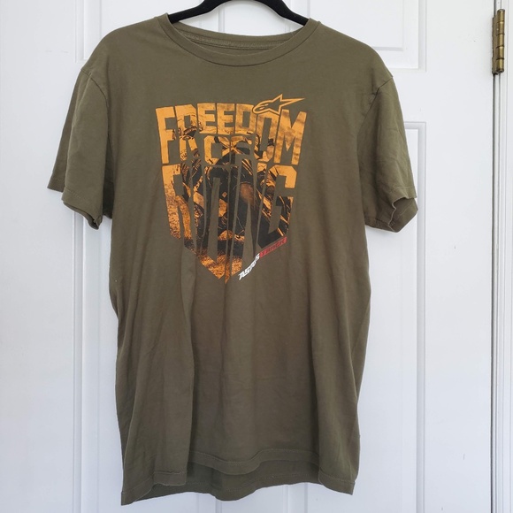 3for$25 Freedom of Riding green orange Alpinestars tee-shirt medium astars track - Picture 2 of 5